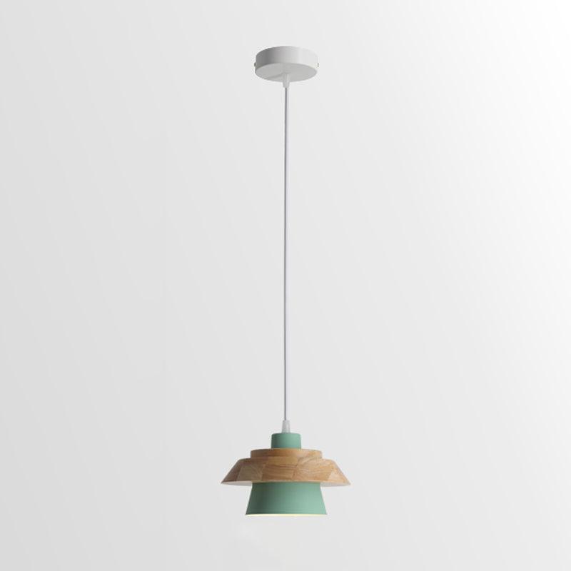 Drewniana Lampa Wisząca z Elementami Kamienia