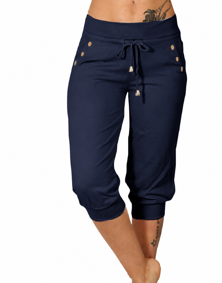Damskie Spodnie Capri Zielone, Wygodne, Letnie