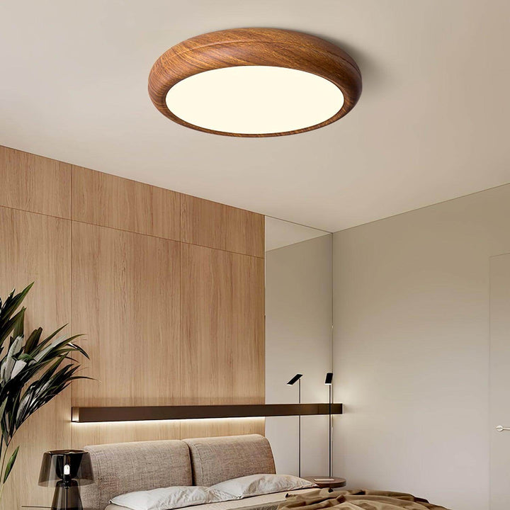 Lampa sufitowa okrągła drewniana, model wiszący