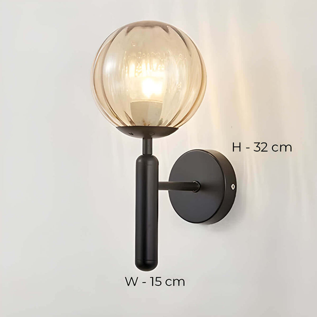 Szklana Lampa Ścienna Metalowa - Styl Vintage