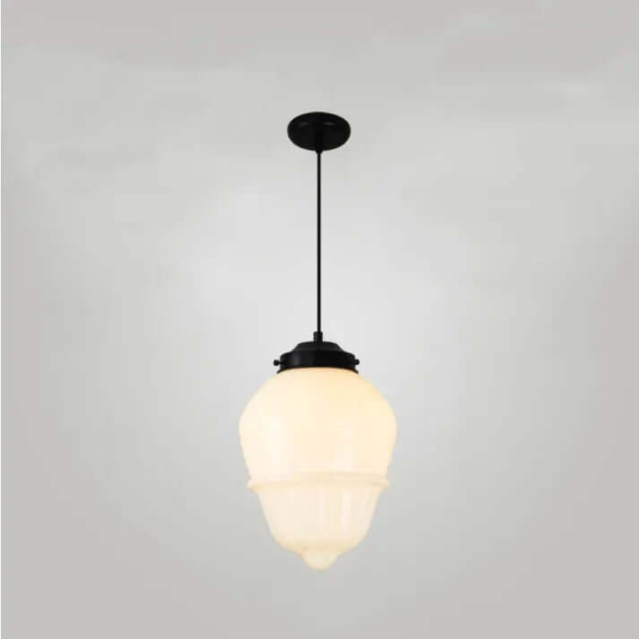 Wisząca lampa geometryczna z mlecznego białego szkła w stylu vintage