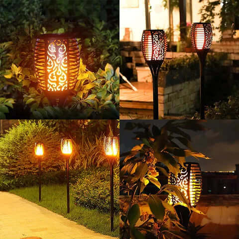 Zewnętrzna lampa solarna pochodnia z efektem płomienia