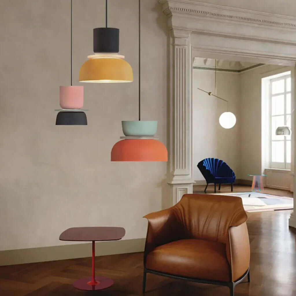 Nordycka lampa wisząca Dulcy z blokami kolorów