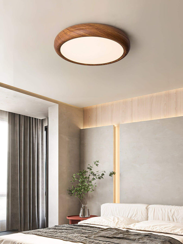 Lampa sufitowa okrągła drewniana, z akrylowym dyfuzorem
