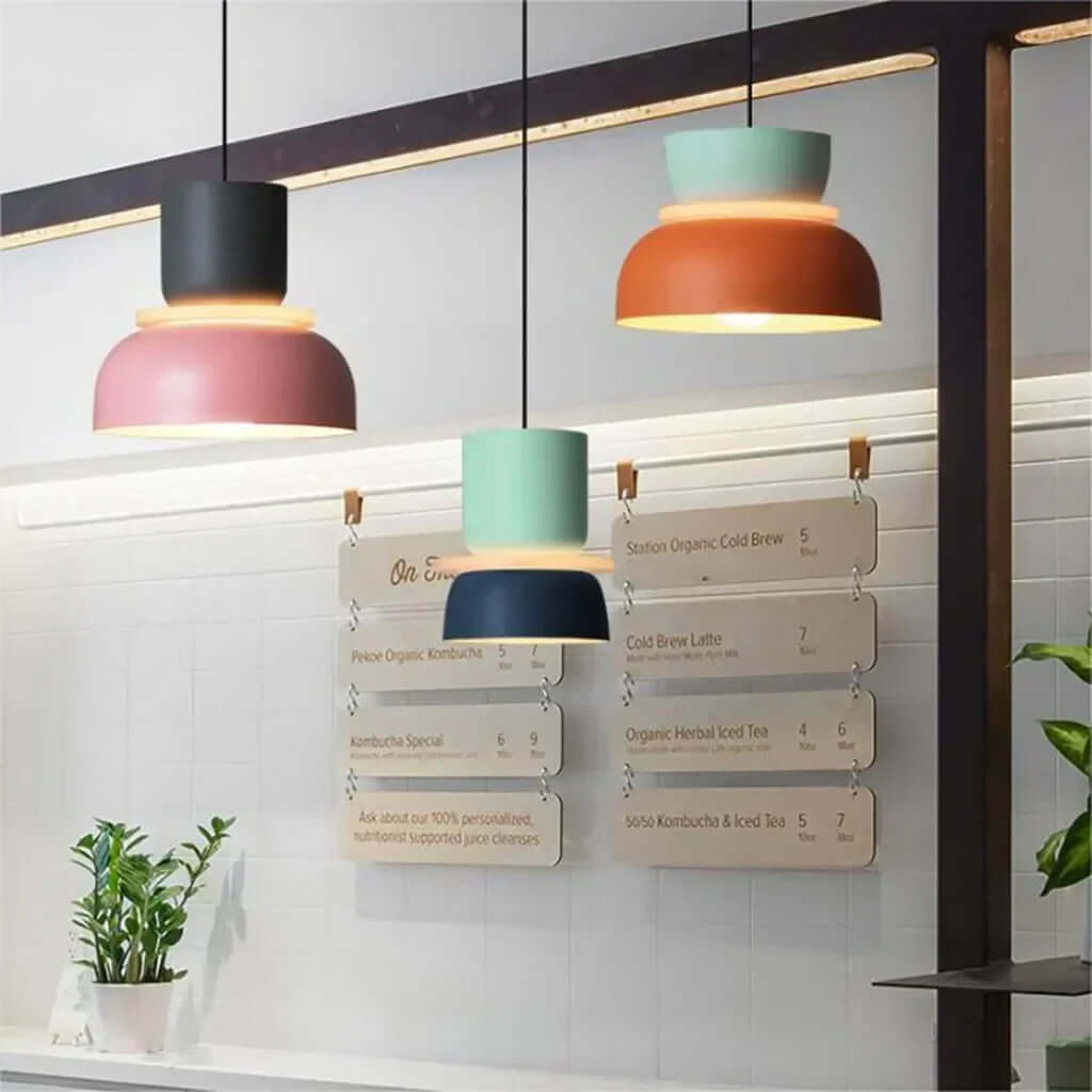 Nordycka lampa wisząca Dulcy z blokami kolorów