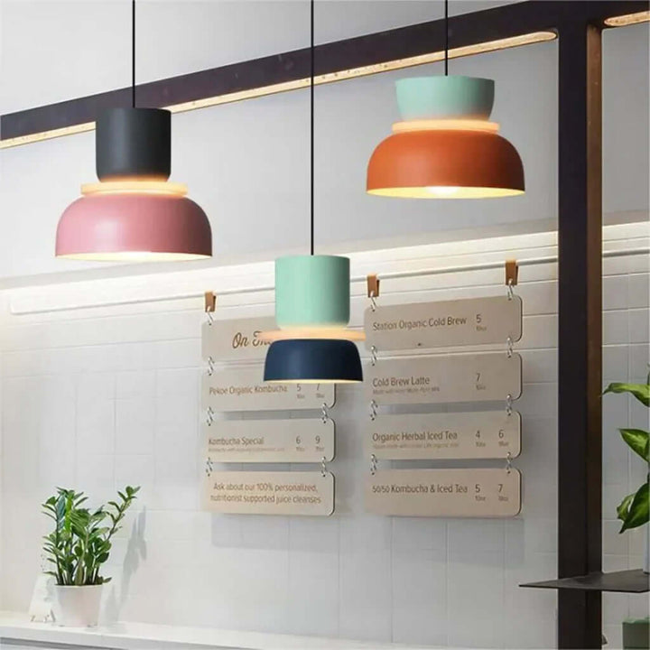 Nordycka lampa wisząca Dulcy z blokami kolorów