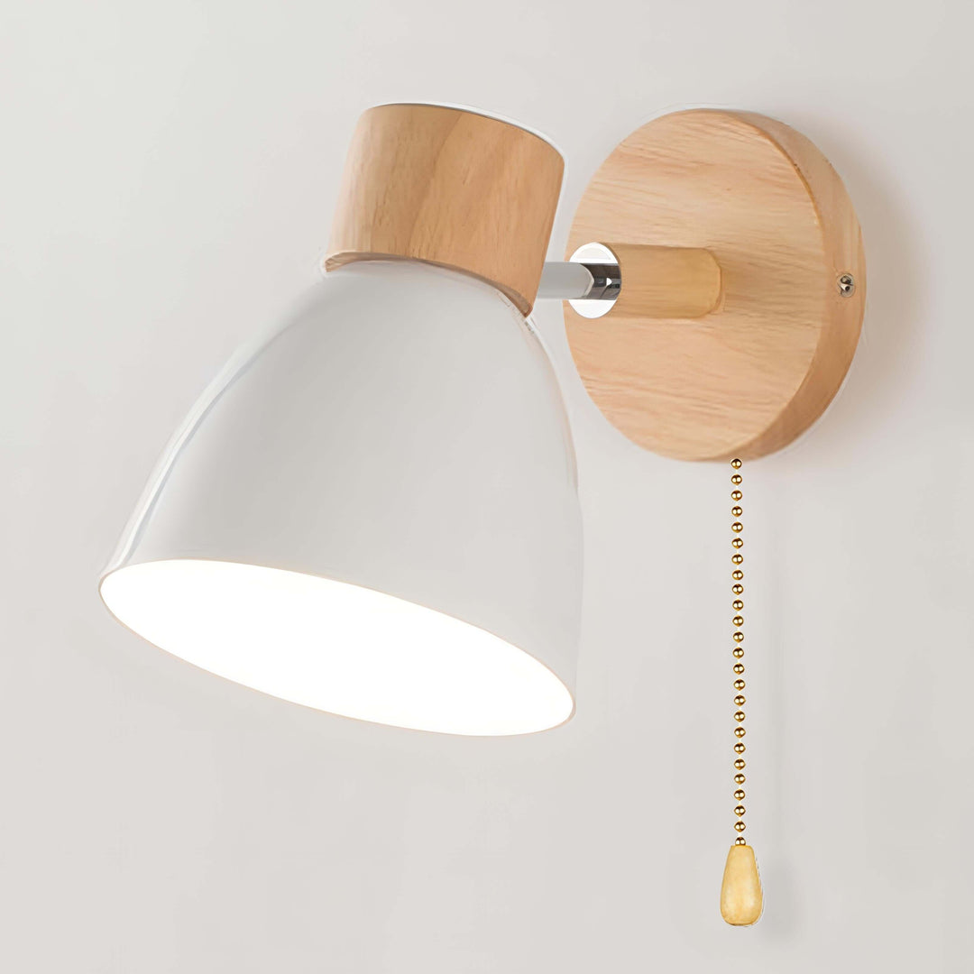Minimalistyczna lampa wisząca do montażu na ścianie, z naturalnego drewna