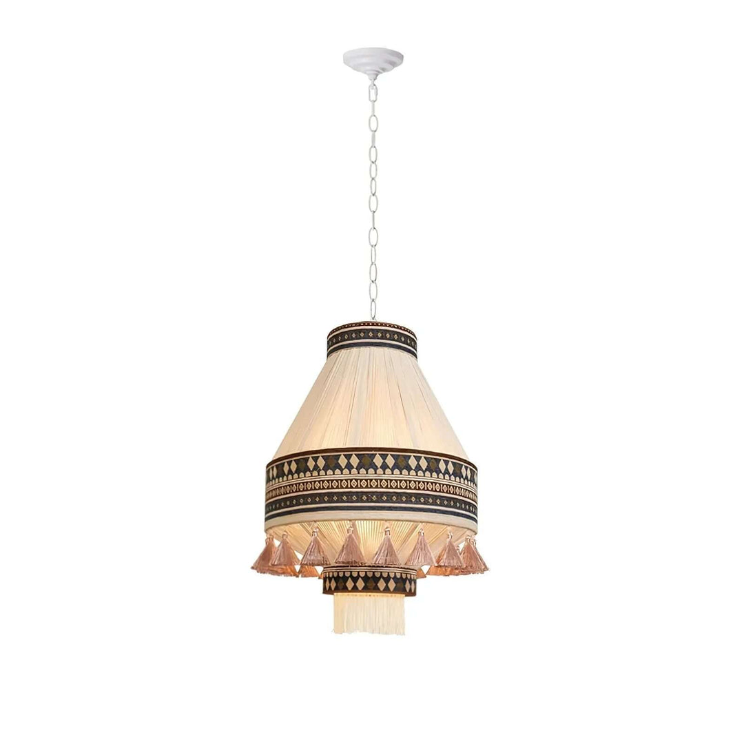 Lampa wisząca boho z frędzlami w kolorze pomarańczowym