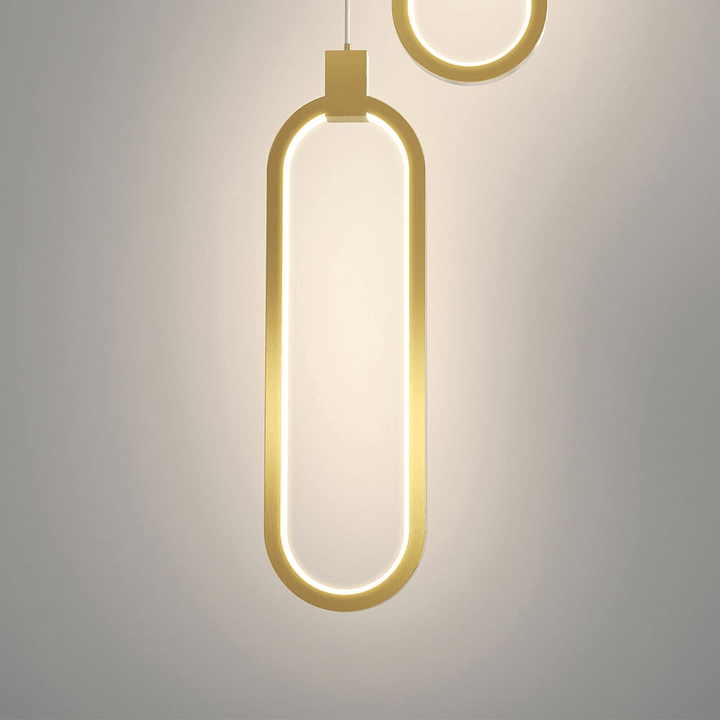 Złota Lampa Wisząca Podwójny Okrąg Nowoczesny Design