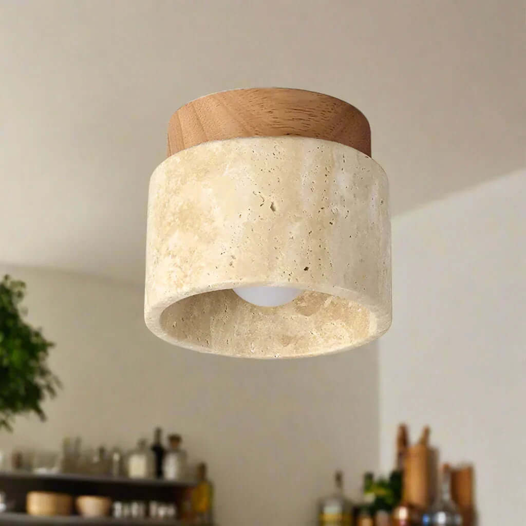 Kremowa lampa sufitowa w japońskim stylu