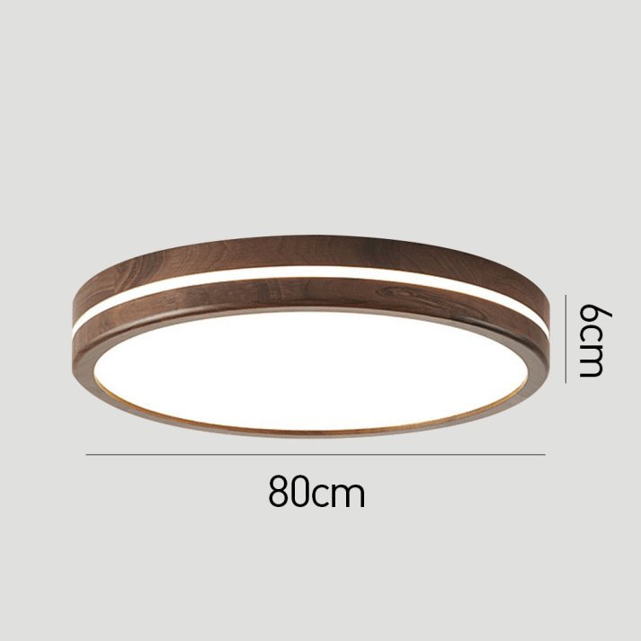 Okrągła Lampa Sufitowa Drewniana - Minimalistyczne Oświetlenie LED