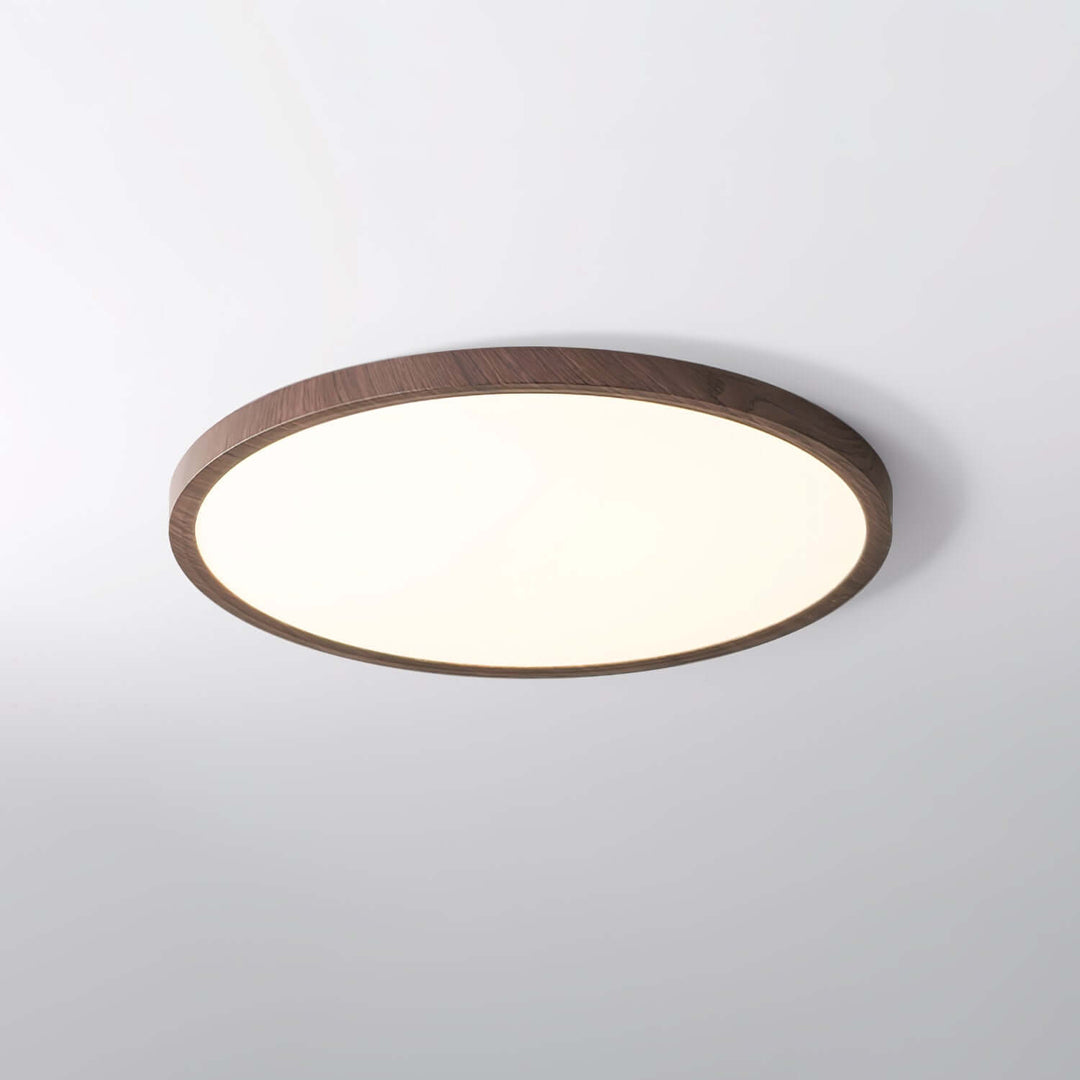 Okrągła Lampa Sufitowa LED Ultra Cienka Drewno Orzechowe