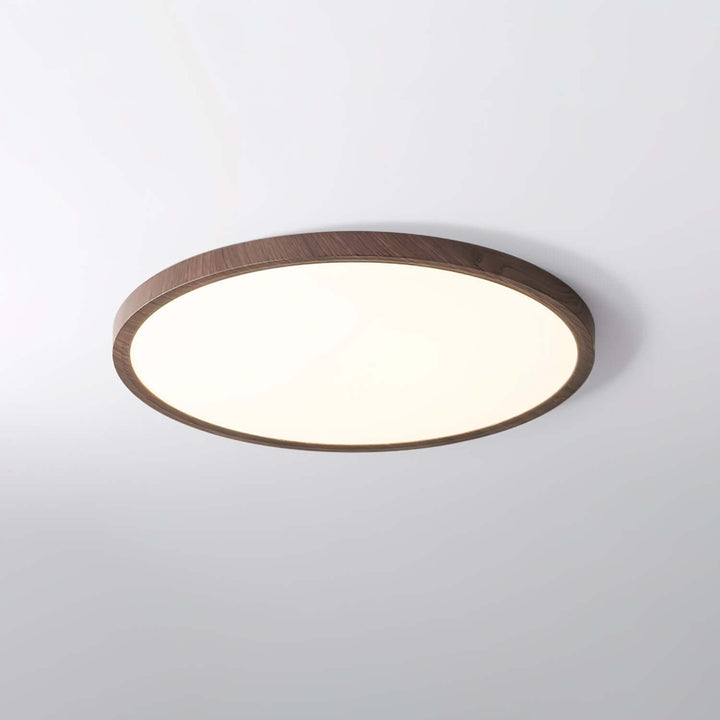 Okrągła Lampa Sufitowa LED Ultra Cienka Drewno Orzechowe