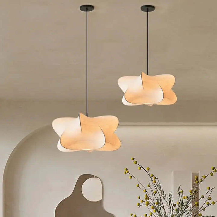 Japońska Jedwabna Lampa Wisząca Wabi Sabi