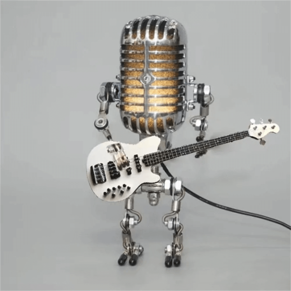 Dekoracyjna lampka stołowa robot-gitarzysta