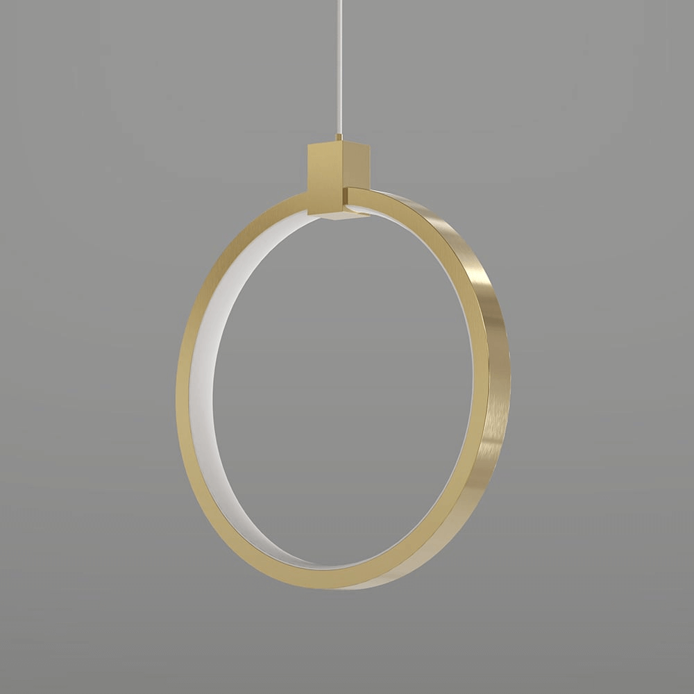 Złota Lampa Wisząca Podwójny Okrąg Nowoczesny Design