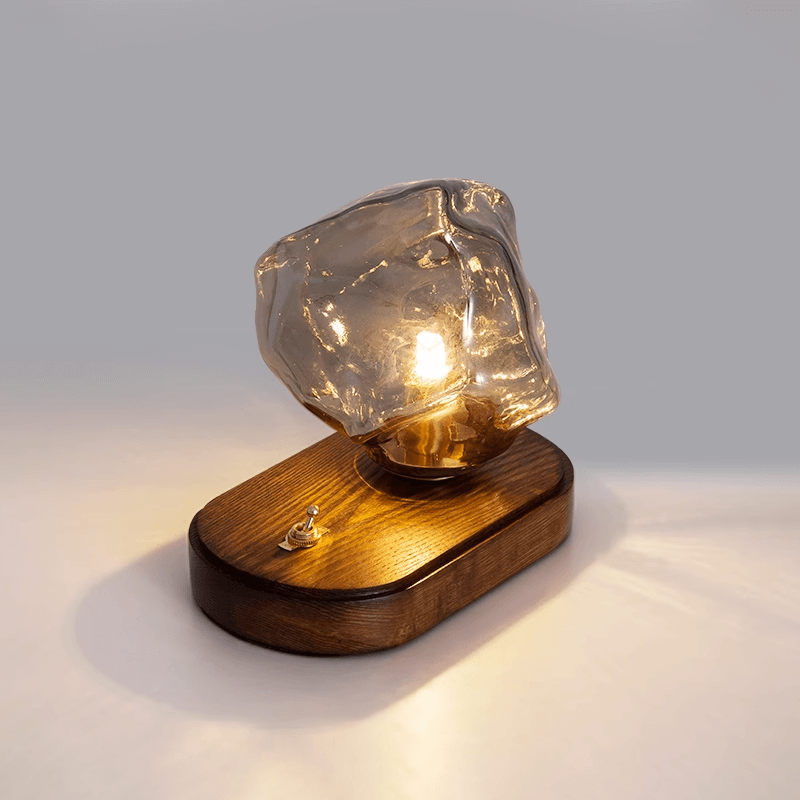 Lampe De Table En Verre En Forme De Pierre De Glace