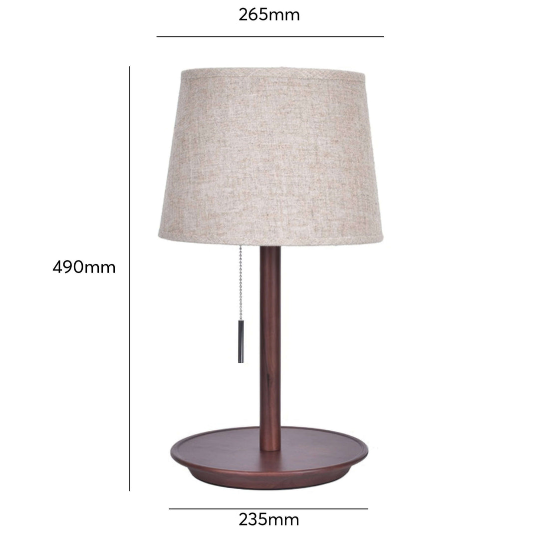 Delikatna Poświata - Nordycka Lampa Orzechowa z Luksusowymi Akcentami z Tkaniny