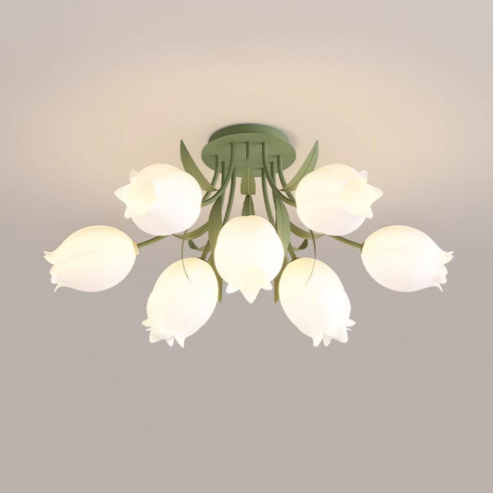 Kremowa Kwietna Lampa Sufitowa – Designerskie Oświetlenie Wnętrz