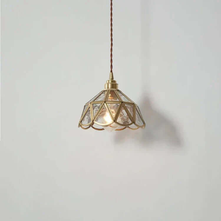 Szklana lampa wisząca mosiężna - Eleganckie oświetlenie