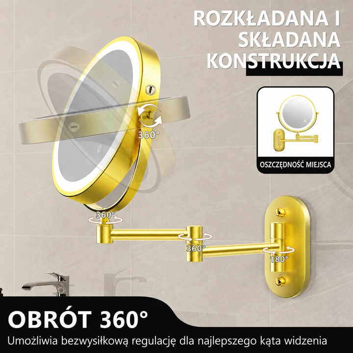 Lusterko Powiększające LED Akumulatorowe do Makijażu