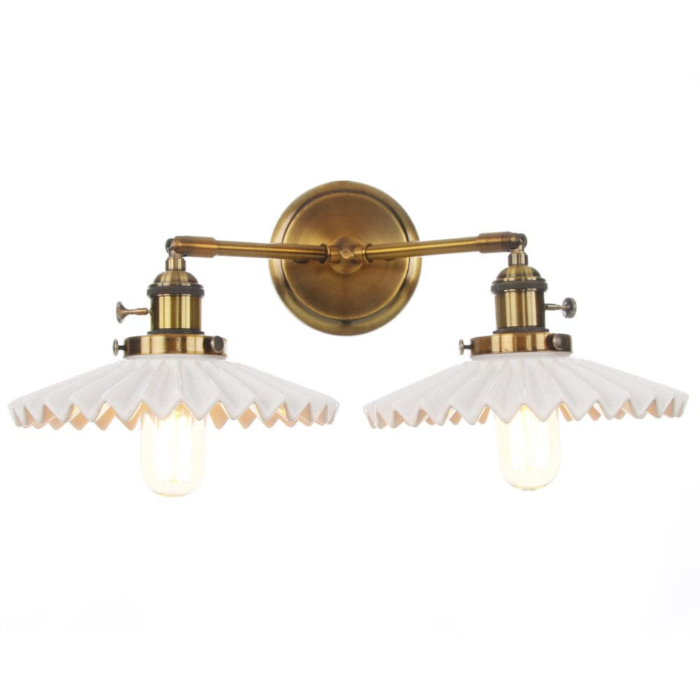 Antyczna Ceramiczna Lampa Kinkietowa z Podwójną Głowicą