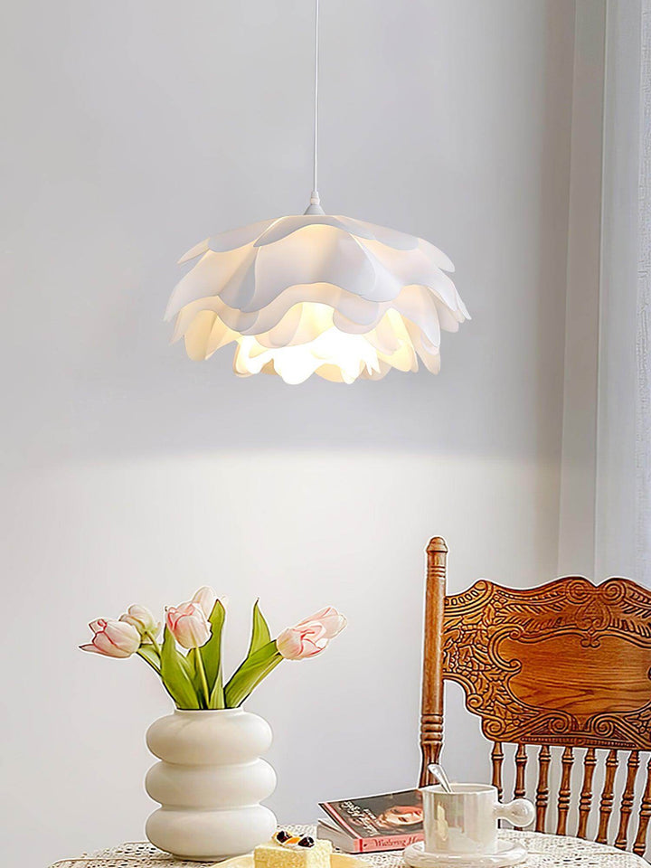 Lampa wisząca kwiatowa, biała, szczegóły