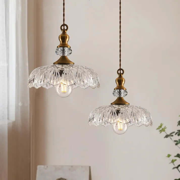 Mini lampa wisząca szklana do wyspy kuchennej w stylu mid-century