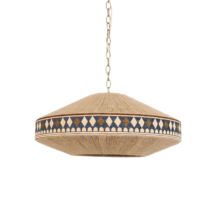 Lampa wisząca boho z frędzlami w kolorze niebieskim