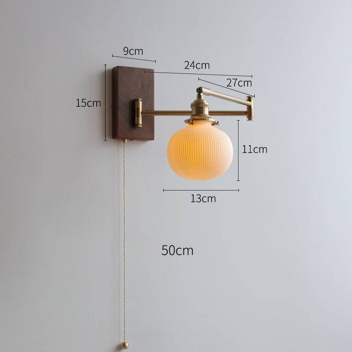 Lampa ścienna ceramiczna z drewnianą podstawą