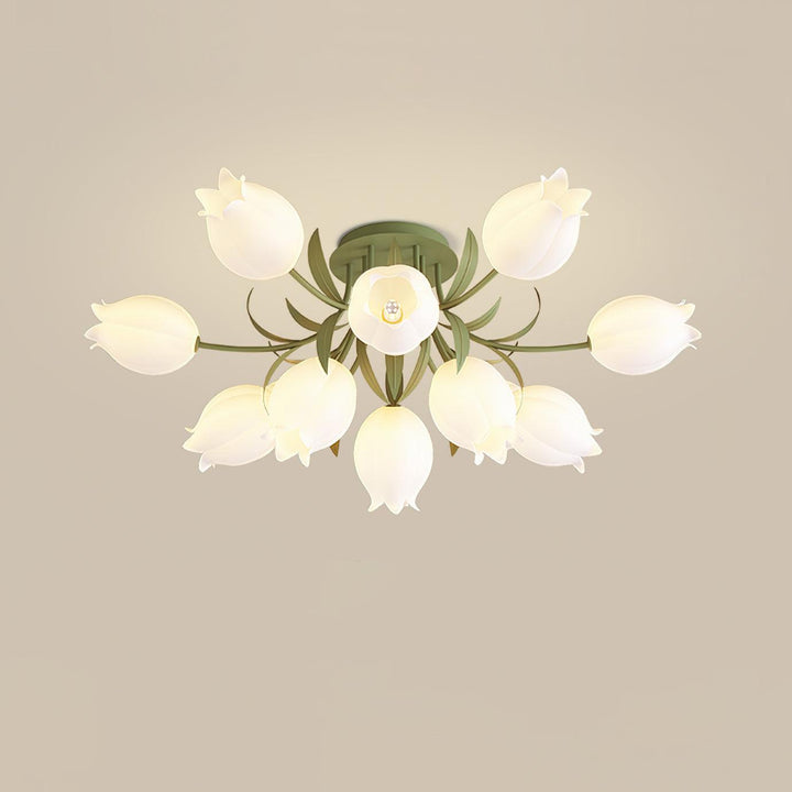 Kremowa Kwietna Lampa Sufitowa – Designerskie Oświetlenie Wnętrz