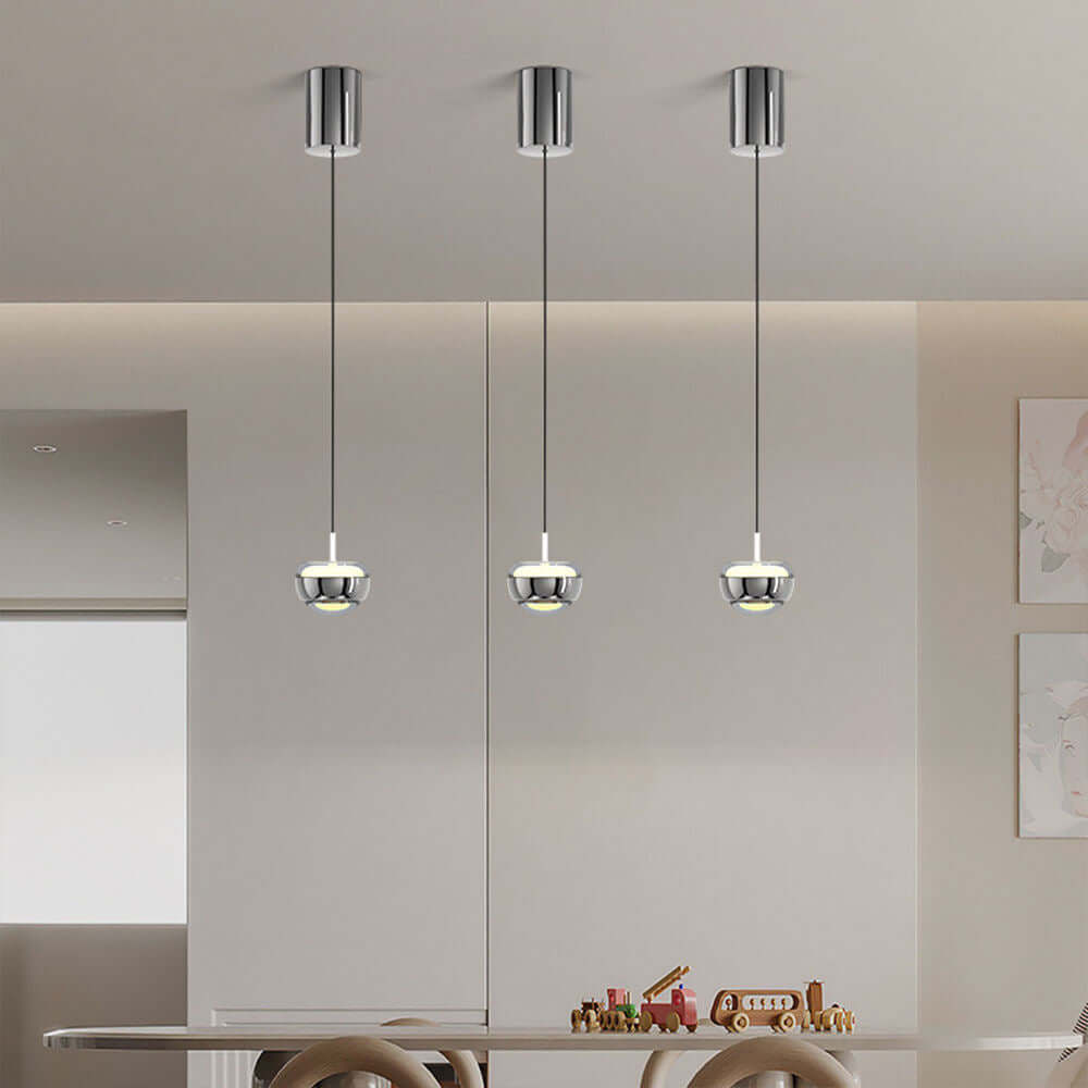 Minimalistyczna lampka wisząca LED półokrągła, biała
