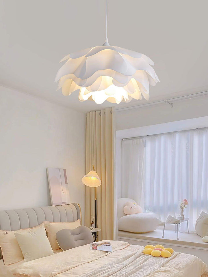 Lampa wisząca kwiatowa, biała, nowoczesna