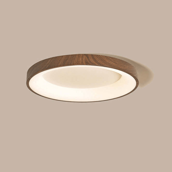 Okrągła Lampa Sufitowa LED z Naturalnego Drewna - Nowoczesne Oświetlenie do Sypialni