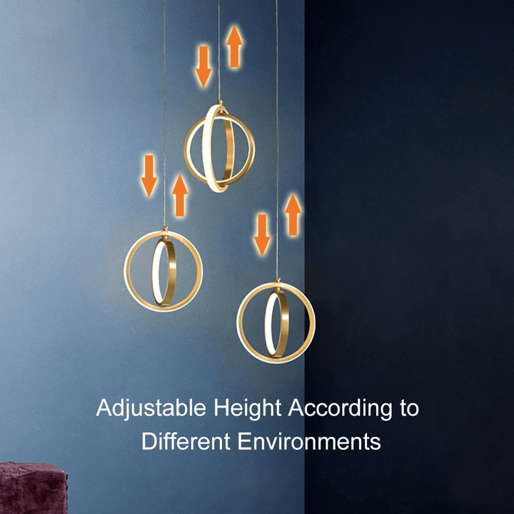 Wisząca Lampa LED z Dwoma Pierścieniami - Złoty Design