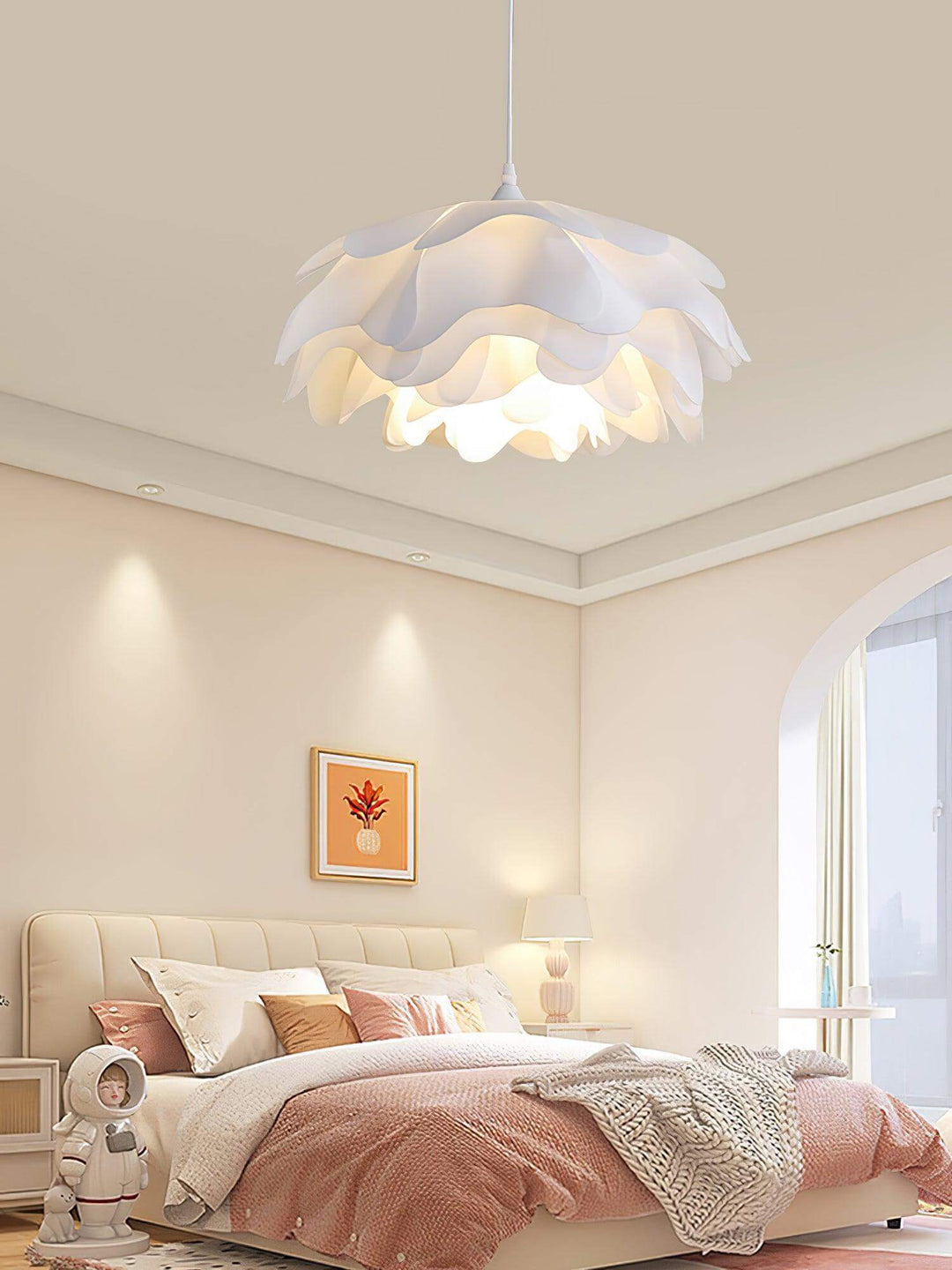 Lampa wisząca kwiatowa, biała, wymiary
