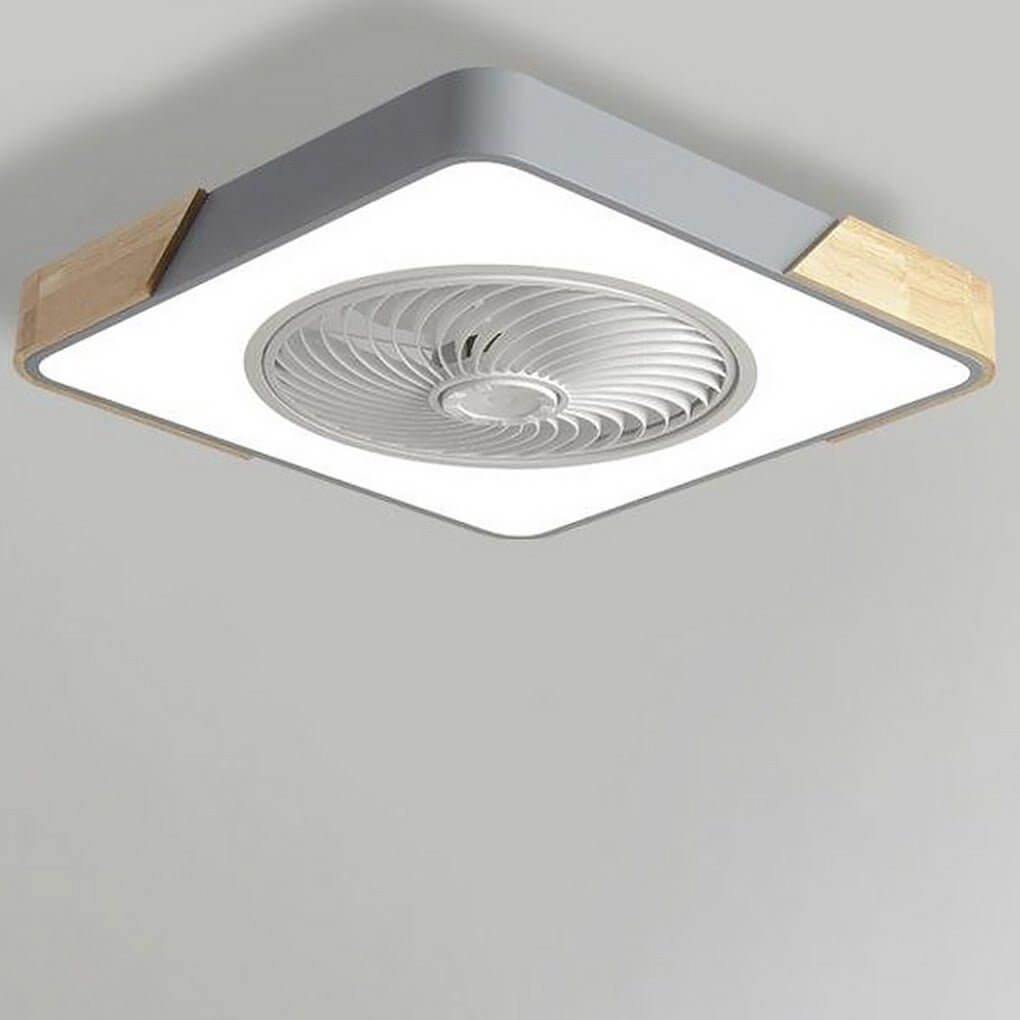 Czarny wentylator sufitowy z lampą LED i dyskretnym designem