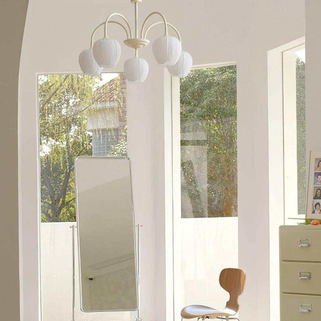 Żyrandol Koniczyna Matcha z białym szkłem