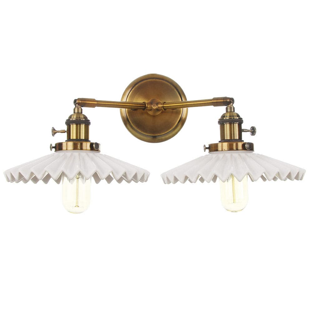 Antyczna Ceramiczna Lampa Kinkietowa z Podwójną Głowicą