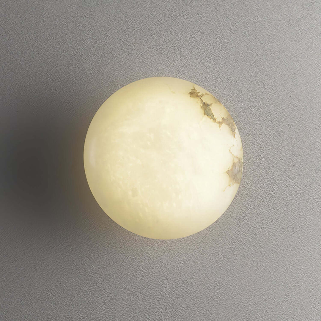 Owalna lampa sufitowa z alabastru i mosiądzu