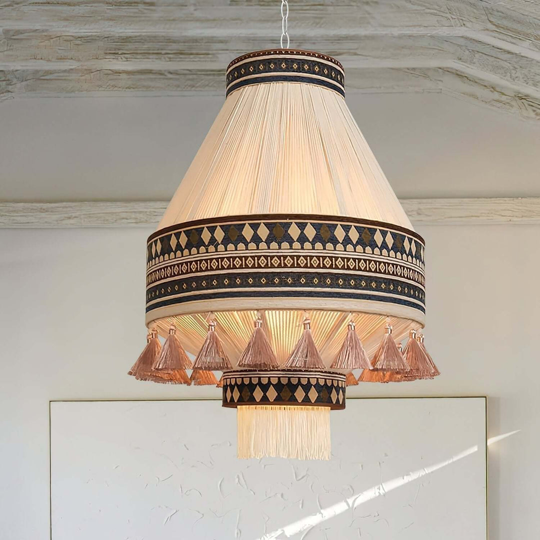 Przytulna lampa boho wisząca