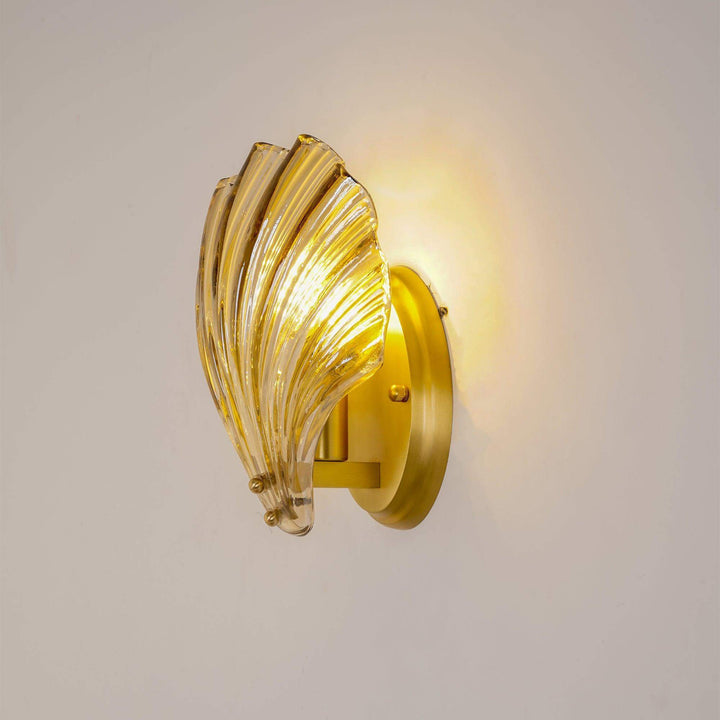 Lampa ścienna muszla z brązu i szkła