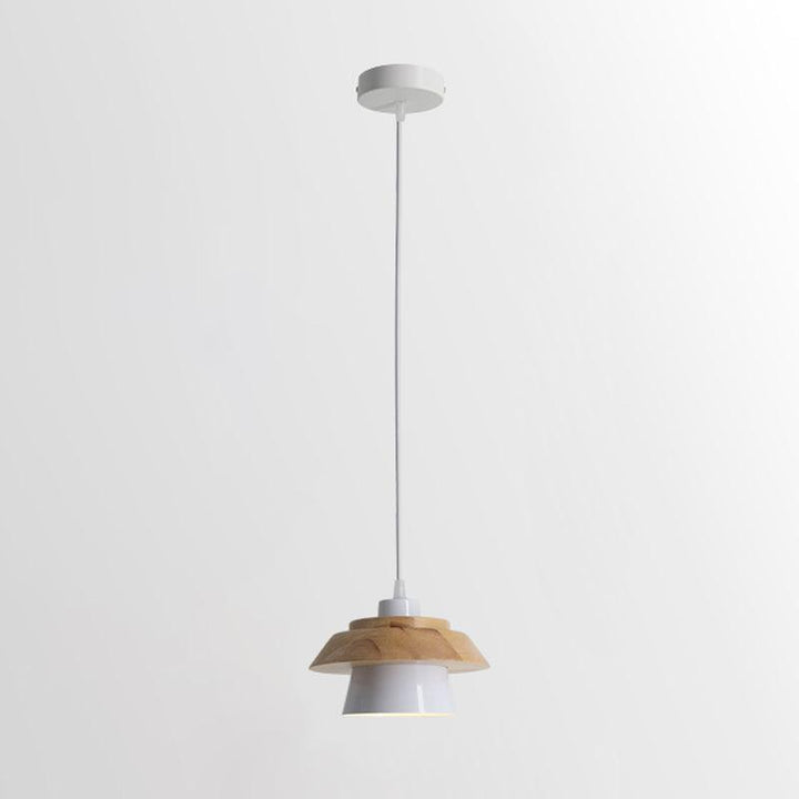 Drewniana Lampa Wisząca z Elementami Kamienia