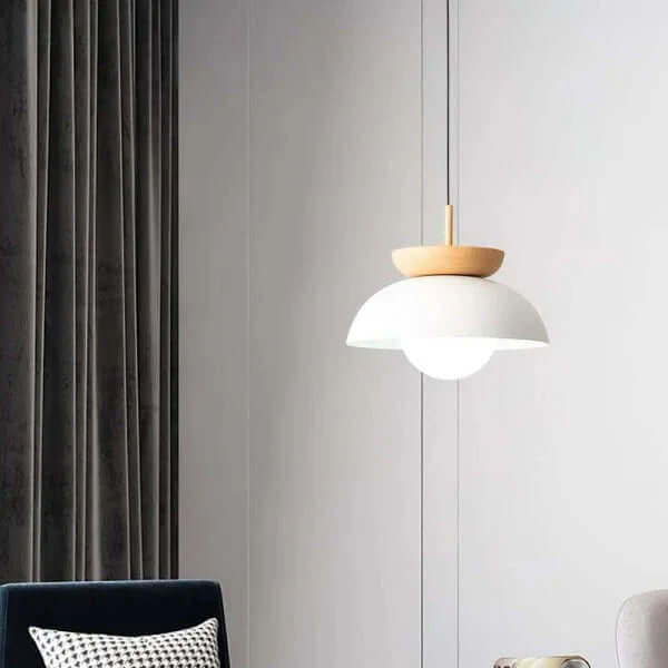 Lampa wisząca kulista, drewno dębowe