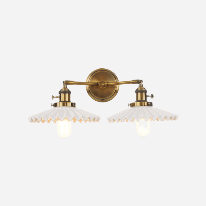 Antyczna Ceramiczna Lampa Kinkietowa z Podwójną Głowicą