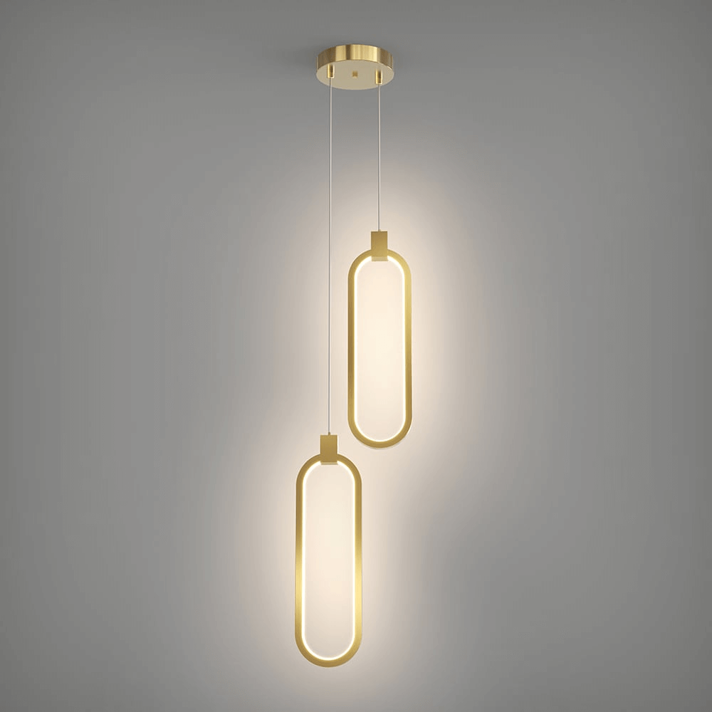 Złota Lampa Wisząca Podwójny Okrąg Nowoczesny Design