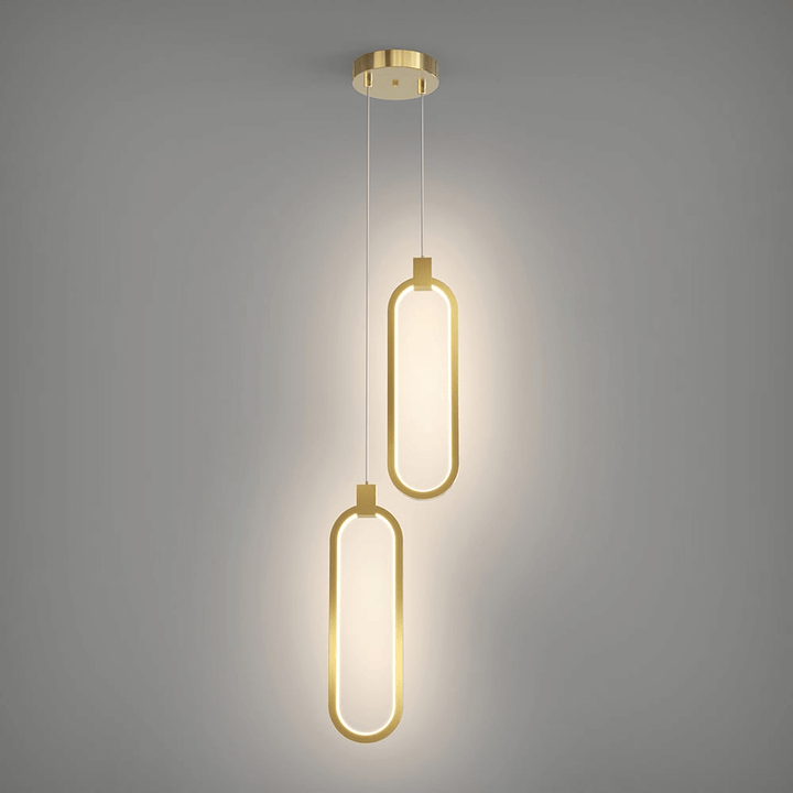 Złota Lampa Wisząca Podwójny Okrąg Nowoczesny Design