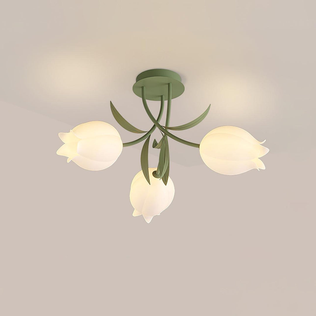 Kremowa Kwietna Lampa Sufitowa – Designerskie Oświetlenie Wnętrz