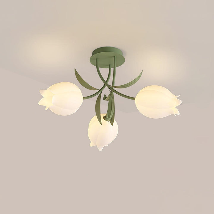 Kremowa Kwietna Lampa Sufitowa – Designerskie Oświetlenie Wnętrz