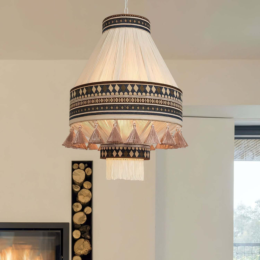 Bohemian wisząca lampa z frędzlami